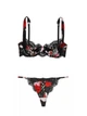 Комплект Білизни Victoria's Secret Very Sexy Atelier Victoria's Secret Satin Lace Trim Lightly Lined Balconette Bra & Atelier Satin Lace Trim Tanga Panty Чорний з червоним 34D-S - зображення 1