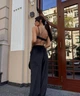 Спортивный костюм-тройка женский из велюра с кофтой на молнии и капюшоном бра-топом и свободными брюками демисезонный G&M k-128785 42-44 Размер цвет черный - изображение 2