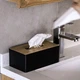 Коробка для серветок з дерев'яною кришкою LOW 2283BL, Чорна - зображення 3