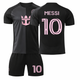 Форма футбольная детская с символикой футбольного клуба INTER MIAMI MESSI 10 гостевая 2026 на 123-128 см. CO-7359 Размер 22 Черный-розовый - изображение 1