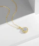 Колье с муассанитом 1CT: цепочка и кулон с искусственным бриллиантом - муассанит, подвеска в позолоте цвет лимонное золото - изображение 11