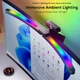 Изогнутая лампа для монитора Quntis 66 см RGB с портом USB, пультом дистанционного управления и теплой белой подсветкой, сложная лампа для монитора с автоматическим затемнением, регулируемой яркостью и цветовой температурой. Черная - изображение 4