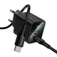 Зарядное устройство с быстрой зарядкой и дисплеем и кабелем C to C 60W HOCO CS84A PD 30W + QC3.0 Type-C + USB - изображение 3