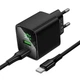 Зарядное устройство с быстрой зарядкой и дисплеем и кабелем C to C 60W HOCO CS84A PD 30W + QC3.0 Type-C + USB - изображение 5