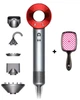 Фен для волос Nickel Red 1600W с ионным уходом и 5 насадками + расческа фуксия – быстрая укладка - изображение 1