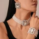 Ланцюжок - чокер багатошаровий із перлами та кристалами "Crystal Pearl", срібло - изображение 2