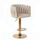 Регульований барний стілець Glamour, плетений оксамит, MARBELLA, бежевий, золота основа - изображение 8