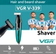 Бритва-триммер VGR V-339 аккумуляторна IPX7 водонепроникна, електробритва для бороди та вусів, 4 насадки, Li-Ion 600 мАг, до 90 хв роботи, роторний мотор 6000 об/хв, чоловіча бритва триммер для окантовки - зображення 7