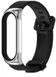 Ремінець силіконовий з металевою капсулою Mi Jobs Premium Comfort для фітнес браслета Xiaomi Mi Band 3 4 5 6 Чорний + срібло (mrk2231) - зображення 1