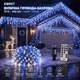 Уличная гирлянда-бахрома 10 м 400 LED синий+белый | Шторные светодиоды с таймером, 8 режимов, IP44 - изображение 1