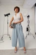 Укороченные котоновые брюки со складками Lurex Голубой M (250200) - изображение 3