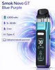 Многоразовая Pod-система Smok Novo GT Blue Purple Смок Ново дисплей 1300 мАч электронка до 30 Вт ударопрочный пластик 2 мл премиальный дизайн розово голубая - изображение 2