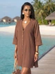 Женская пляжная туника-рубашка Relax Oversize из жатого батиста белая кофе с молоком (мокко) 42-44 (S/M) - изображение 1