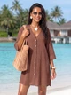 Женская пляжная туника-рубашка Relax Oversize из жатого батиста белая кофе с молоком (мокко) 42-44 (S/M) - изображение 3