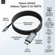 Кабель Type-C на HDMI HOCO UA43 screen mirroring cable (4K@30Hz, 1.8m) Grey - зображення 2