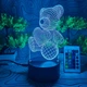 3D-ночник, лампа, светильник мишка, с пультом, 16 цветов, LED, RGB - изображение 1