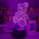 3D-ночник, лампа, светильник мишка, с пультом, 16 цветов, LED, RGB - изображение 4