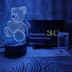 3D-ночник, лампа, светильник мишка, с пультом, 16 цветов, LED, RGB - изображение 7