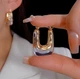 Женские сережки бижутерия Золотистая прозрачная трапеция - изображение 5