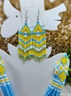Сережки з бісеру жовто-блакитні 2,5х6,5 см - изображение 2