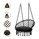 Подвесное плетеное кресло-качалка с подушкой 80 см LEOBRO Boho XL Black (LB-1105) нагрузкой до 150 кг, черное - изображение 1
