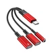 Переходник 60W 3в1 для Samsung S25,S25+,S25Ultra\ Type-c - AUX 3.5, Type-c ( зарядка),AUX Type-c\Черно-красный - изображение 3