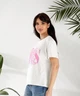 Футболка женская из кулира с принтом и свободным кроем весенняя G&M k-128381 42-46 Размер цвет белый - изображение 2