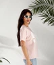 Футболка женская из кулира с принтом и свободным кроем весенняя G&M k-128378 42-46 Размер цвет пудра - изображение 2