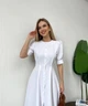 Платье-трапеция женское из костюмной ткани миди классическое с короткими рукавами весеннее G&M k-128436 44 Размер цвет белый - изображение 3