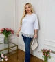 Футболка женская хлопковая удлинённая оверсайз с кружевом весенняя G&M k-128473 50-52 Размер цвет молочный - изображение 3