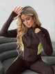 Спортивний костюм жіночий з дайвінгу з кофтою на блискавці та легінсами з демісезонним лампасами G&M k-128503 48-50 Розмір колір Шоколад/жовтий - зображення 4
