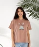 Футболка женская хлопковая свободного кроя с принтом весенняя G&M k-128385 42-46 Размер цвет мокко - изображение 1