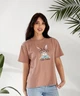 Футболка женская хлопковая свободного кроя с принтом весенняя G&M k-128385 42-46 Размер цвет мокко - изображение 4