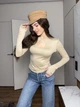Жіночий лонгслів з вирізом Uaclothes 42-44 Бежевий (like37521-179531349) - зображення 3