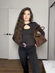 Жіночий лонгслів з вирізом Uaclothes 42-44 Коричневий (like37517-179491349) - зображення 1