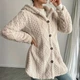 Женский флисовый кардиган с капюшоном CozyWame, размер L-XL, молочный - изображение 2