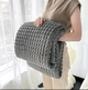 Плед мягкий на диван и кровать Soft Square LUX 200х230см (Евро), теплый фактурный плед-покрывало Графитовый - изображение 5