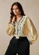 Блузка женская с синей вышивкой Fashion Желтая 18178 L (48) - изображение 1