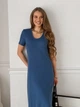 Длинное платье-футболка в рубчик синее Merlini Зара 700001843 размер 2XL-3XL - изображение 4
