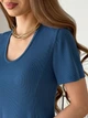 Длинное платье-футболка в рубчик синее Merlini Зара 700001843 размер 2XL-3XL - изображение 6