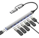 USB хаб 3.0 Type-c + USB-A на 7 портів (USB2.0+USB3.0) сірий - зображення 3