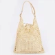 Сумка солом'яна плетена рафія шопер сітка літня з ремінцем молочний - зображення 3