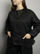 Женская блуза льняная оверсайз с накладными карманами KAPTSOVA MKKS9025-3 - Oversize 42/52, Чорний - изображение 4