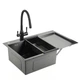 Кухонна мийка GAPPO GS7850-6L 780x500 мм, поверхня PVD, чорна - зображення 3