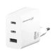Зарядний пристрій Grand-X GaN 2xUSB-C + 1xUSB 65W PD3.0 QC4.0 AFC SCP FCP white (CH-990W) - зображення 1