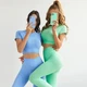 Спортивный женский костюм для фитнеса бега йоги Спортивные лосины леггинсы топ для фитнеса, размер M Голубой (2840-BL-M) - изображение 5