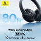 Беспроводные накладные наушники Baseus Bass BH1 Lite black A0203C00 с AI-шумоподавлением, до 80 часов автономной работы, Type-C, Черный - изображение 4