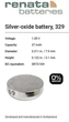 Батарейка для годинника Renata SR731SW 329 Silver Oxide 1,55V (88) - зображення 2