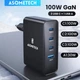 Быстрое зарядное устройство ASOMETECH GaN 100W QC4.0 PD3.0 3хTypeC+USB для iPhone, iPad, MacBook, Samsung, Xiaomi, Huawei, для ноутбуков (RCE-10001) - изображение 2