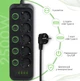Сетевой фильтр XoKo SP-5-2-1, 2м, 5 розеток, 2 USB-A, 1 USB-C, выключатели каждой розетки Черный (XK-SP-5-2-1-BK) - изображение 8